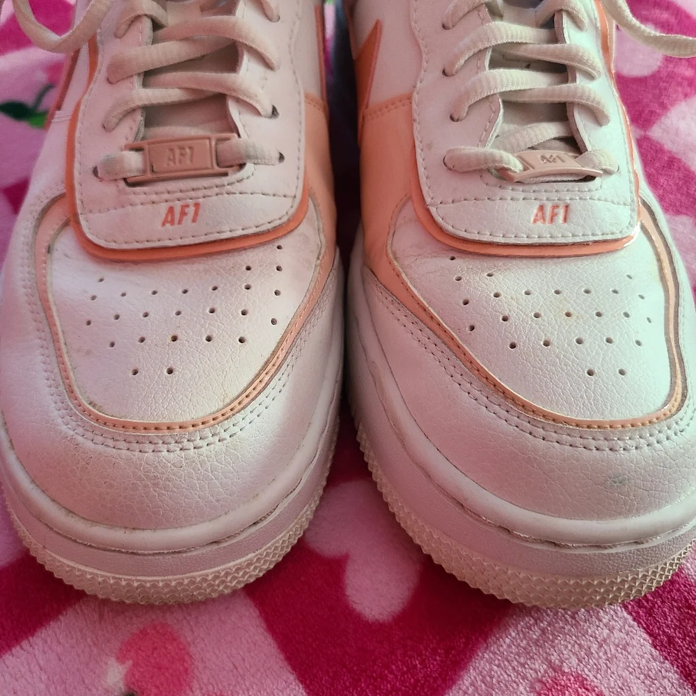 Peach and White Nike Air Force 1 Sneakers - Picture 4 of 9